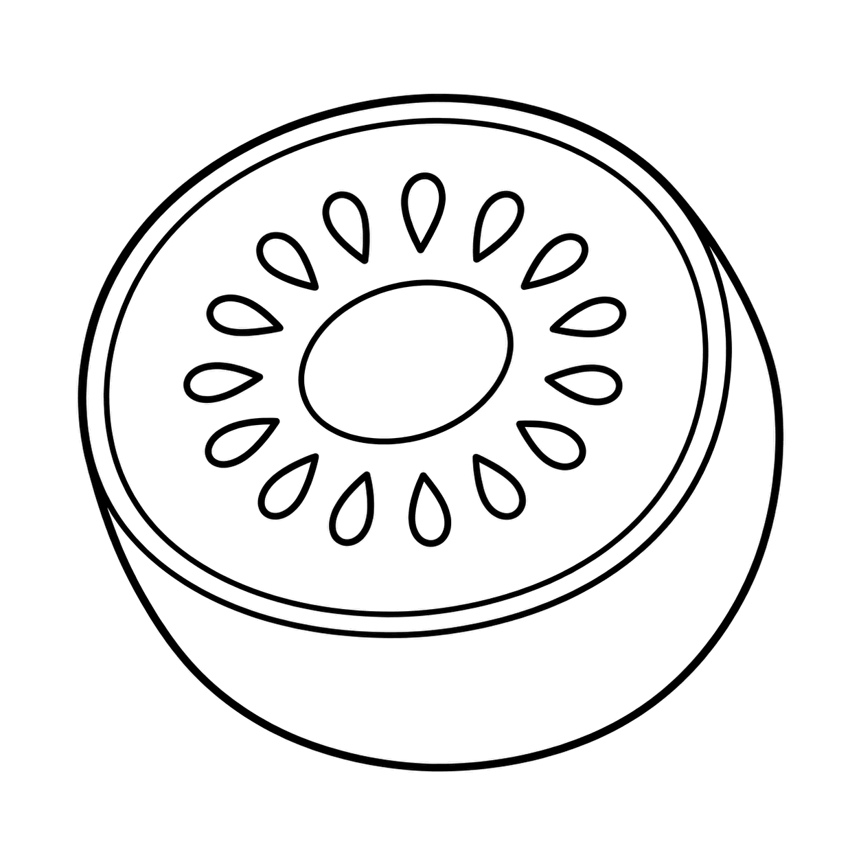 半分に切ったキウイのぬりえ用線画