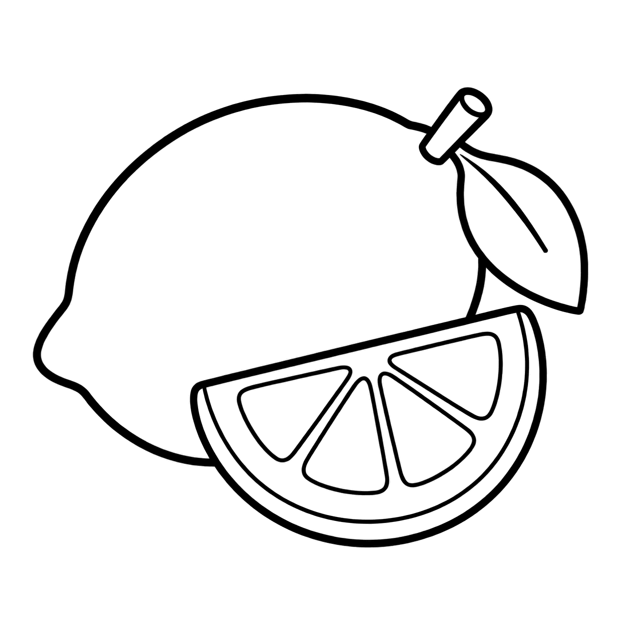 レモンとその切片のぬりえ用線画