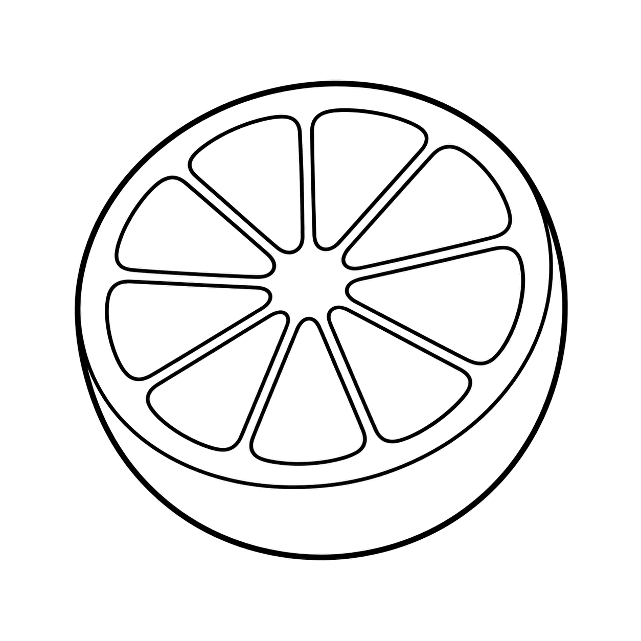 半分に切ったグレープフルーツのぬりえ用線画