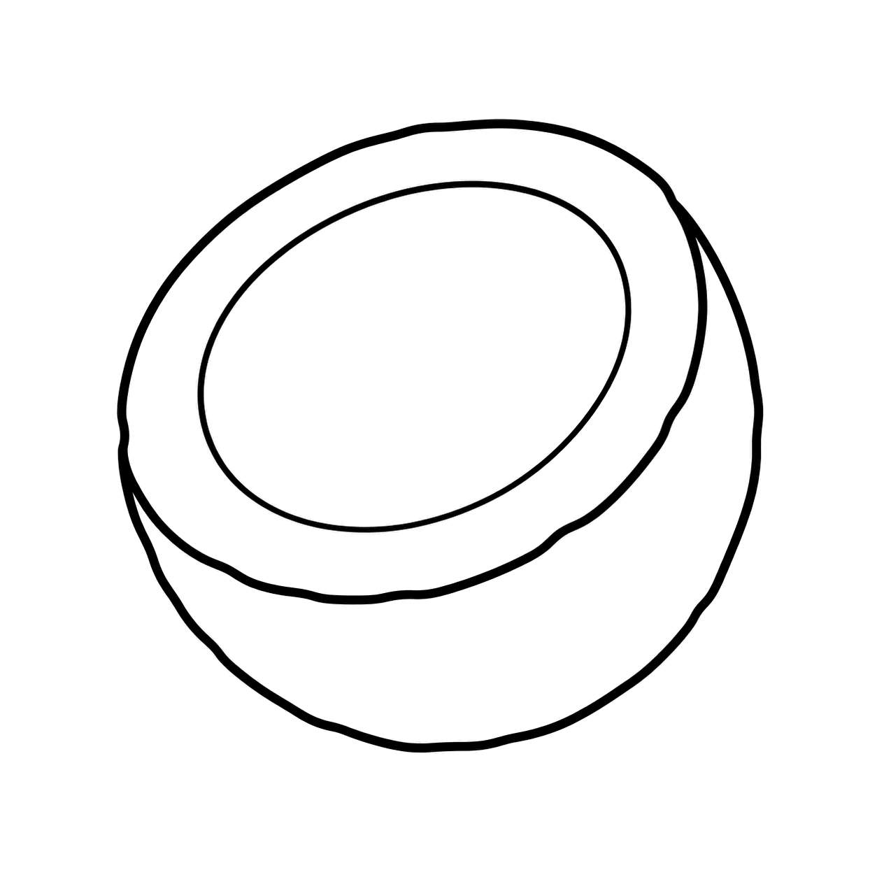 半分に切ったココナッツのぬりえ用線画