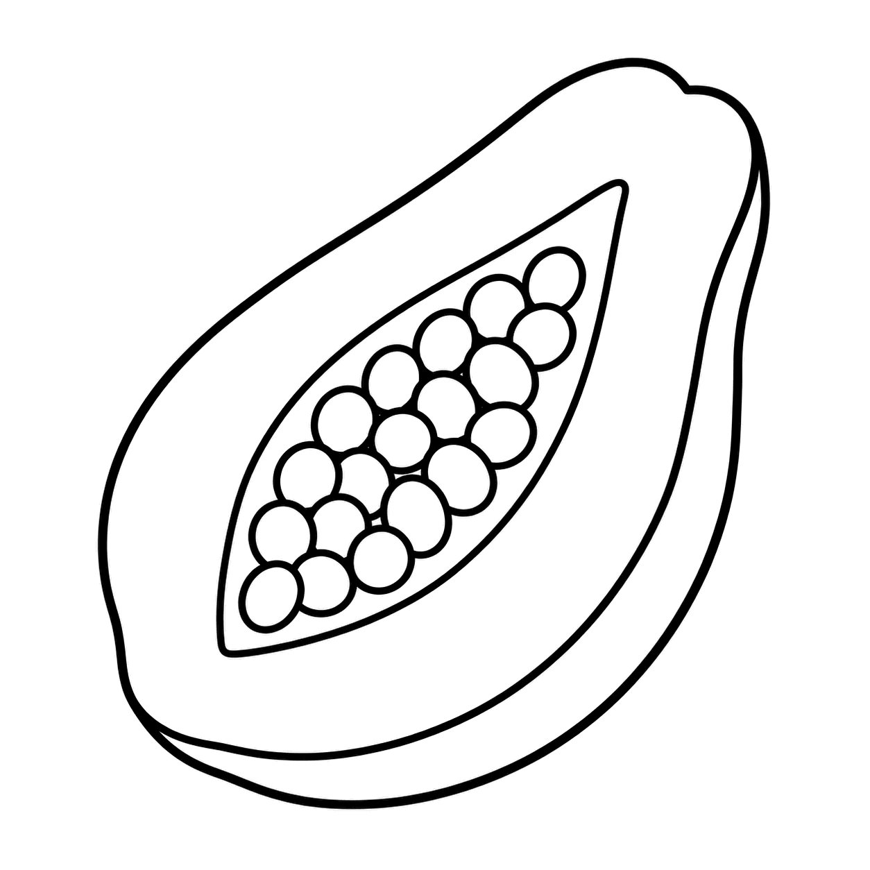 半分に切ったパパイヤのぬりえ用線画