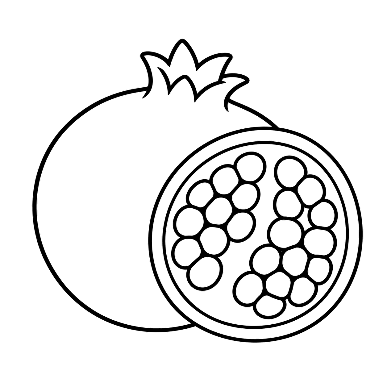 ざくろとその断面のぬりえ用線画