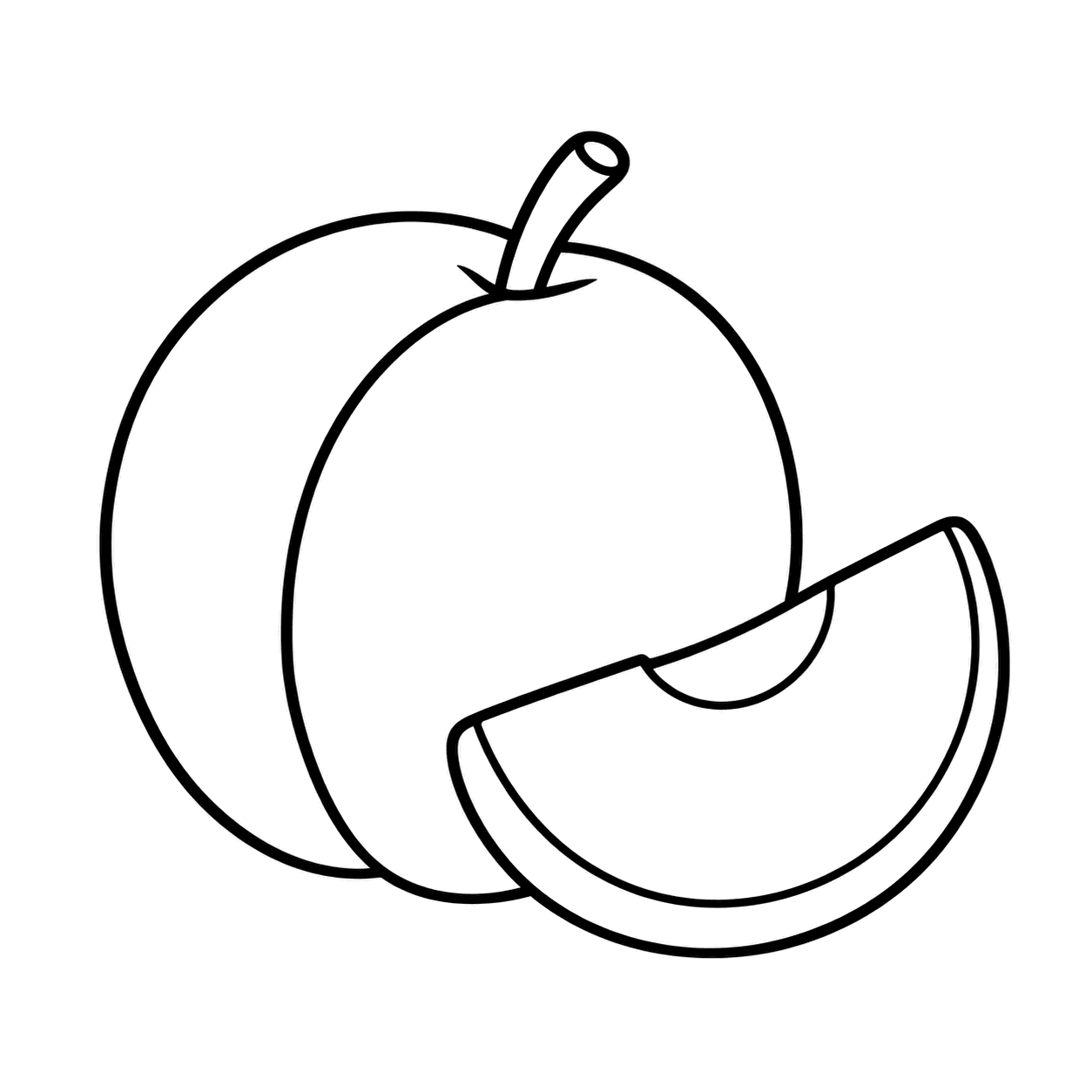 プラムとその切片のぬりえ用線画