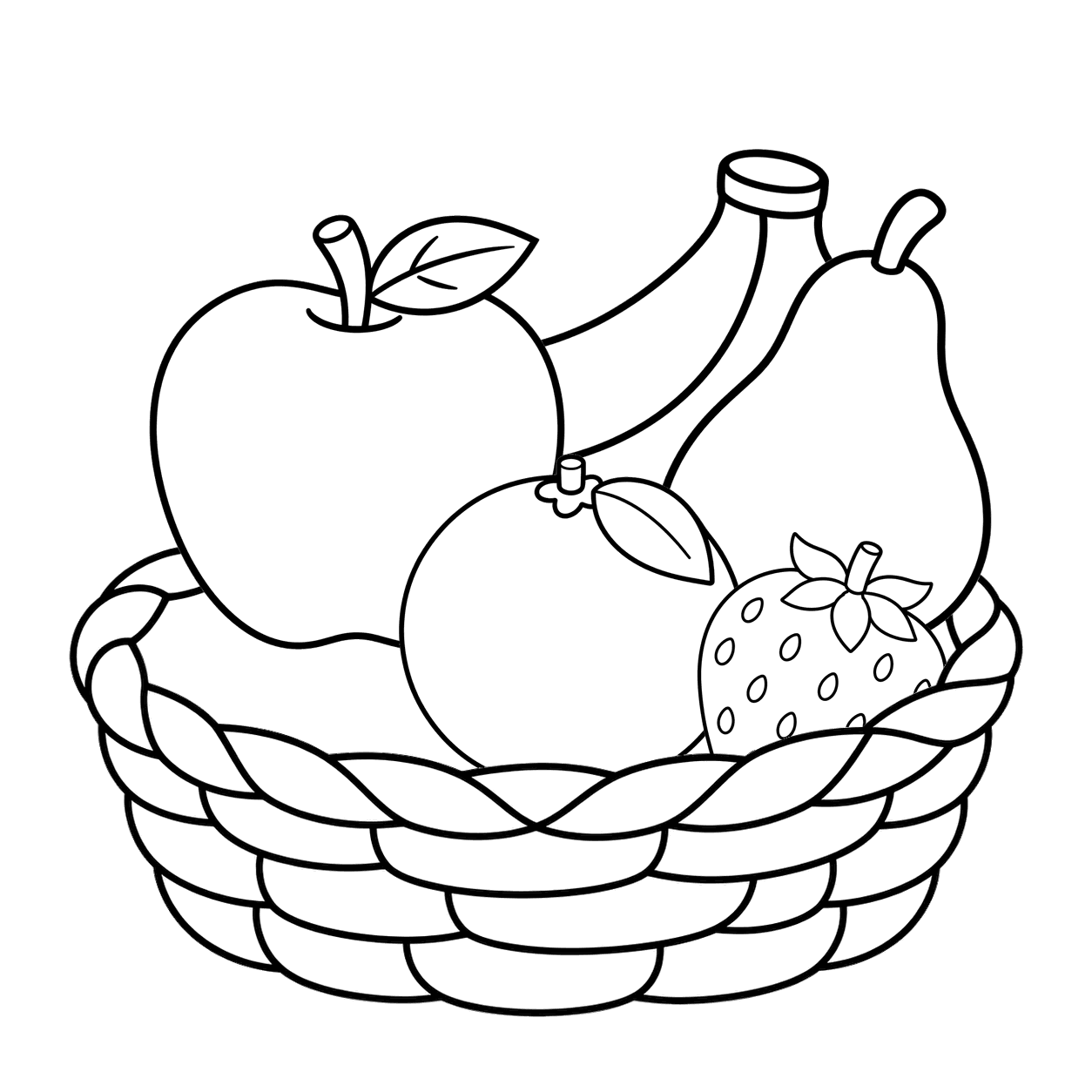 果物を入れたかごのぬりえ用線画