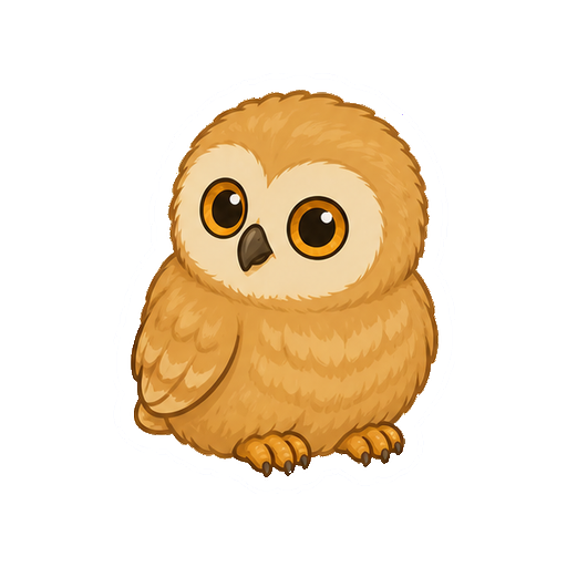 小さなフクロウのヒナの全身イラスト