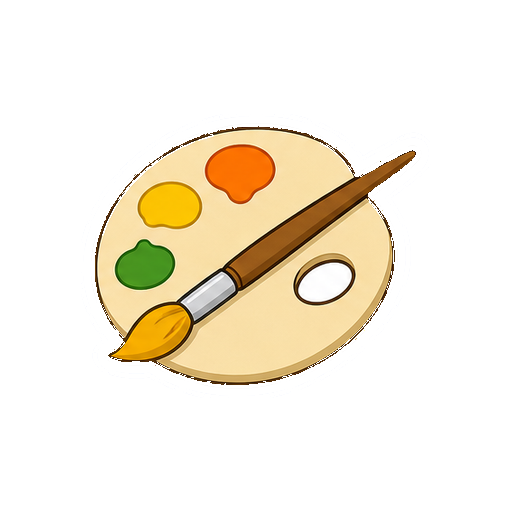 文字や数字がない図工のパレットと筆のアイコン
