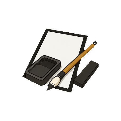 文字が書かれていない書道セットのアイコン