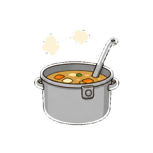 文字がない給食の鍋とおたまのアイコン