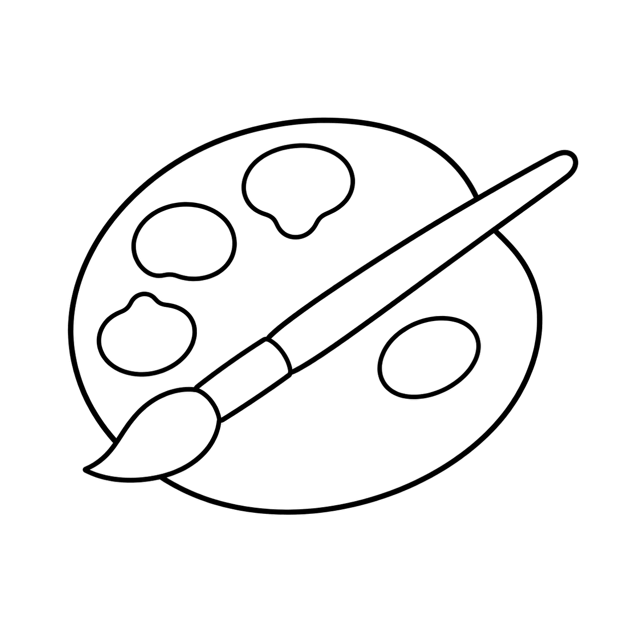 図工のパレットのぬりえ用線画