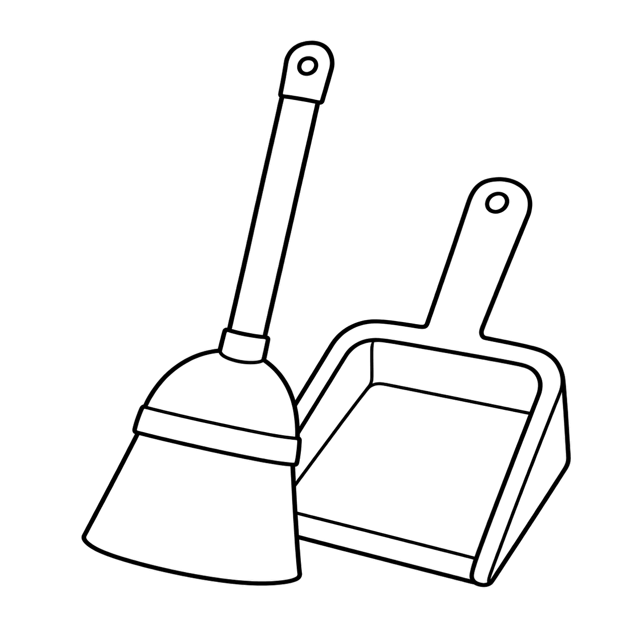 ほうきとちりとりのぬりえ用線画