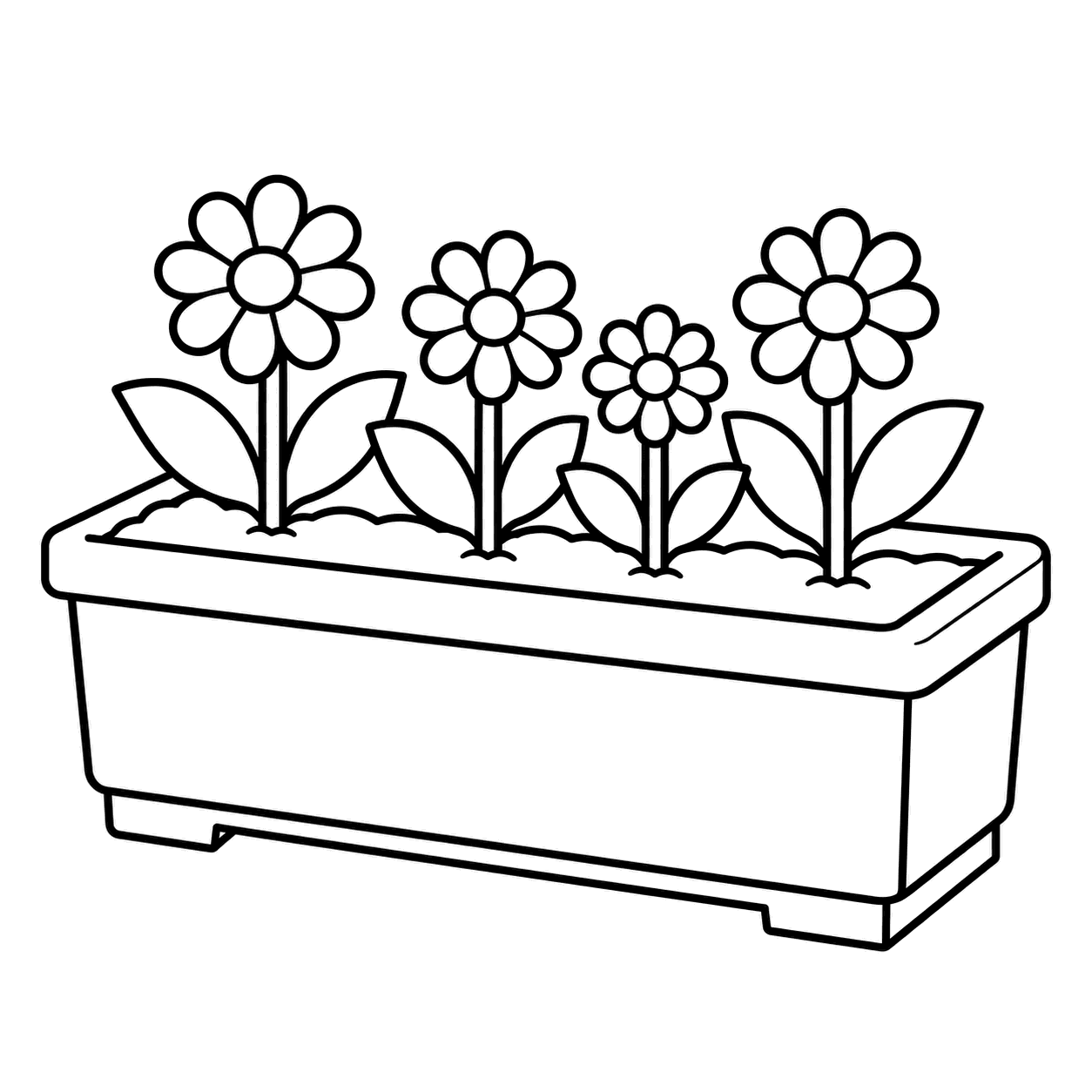 学校の花壇のぬりえ用線画