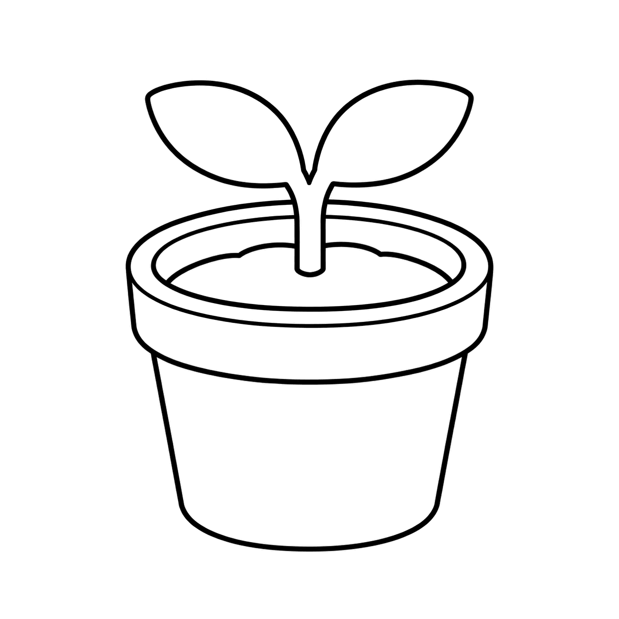 鉢植えの苗のぬりえ用線画