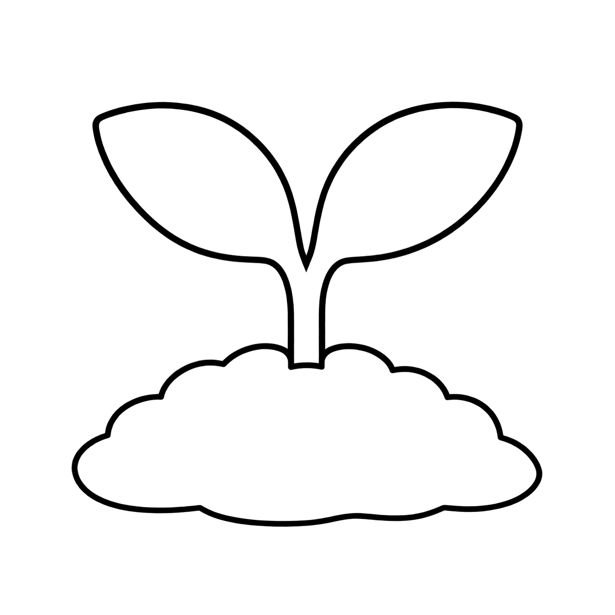 土から出た芽のぬりえ用線画