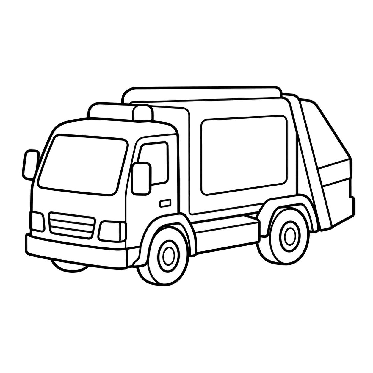 ゴミ収集車のぬりえ用線画
