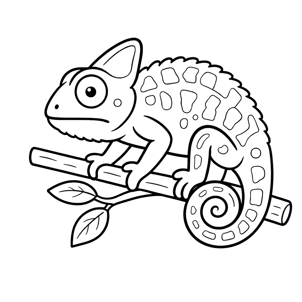 カメレオンのぬりえ用線画