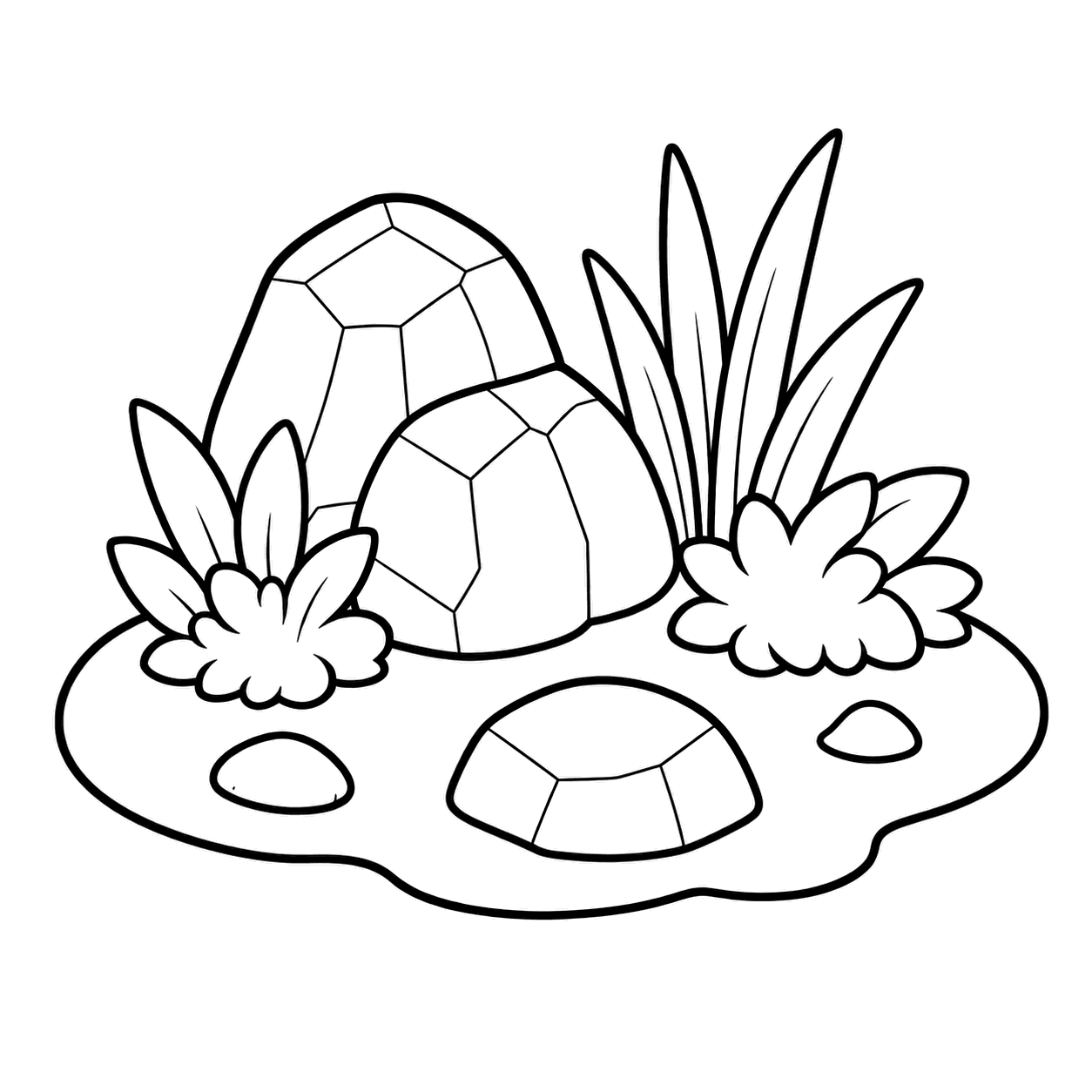 池と岩のぬりえ用線画
