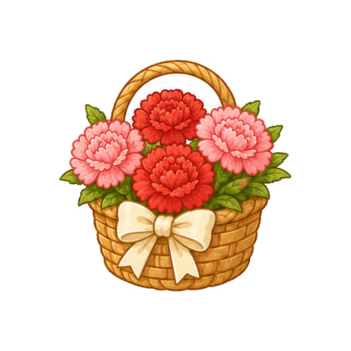 文字がないカーネーションの花かごアイコン