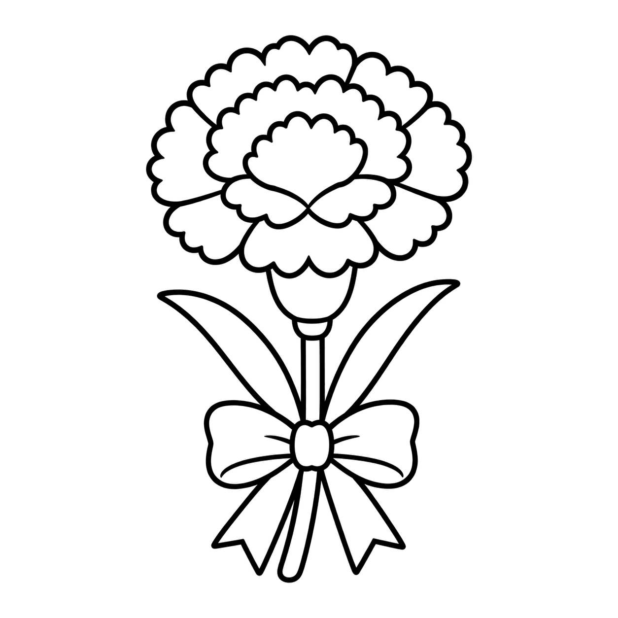 赤いカーネーションのぬりえ用線画（母の日のイラスト16点・ぬりえ16種類）