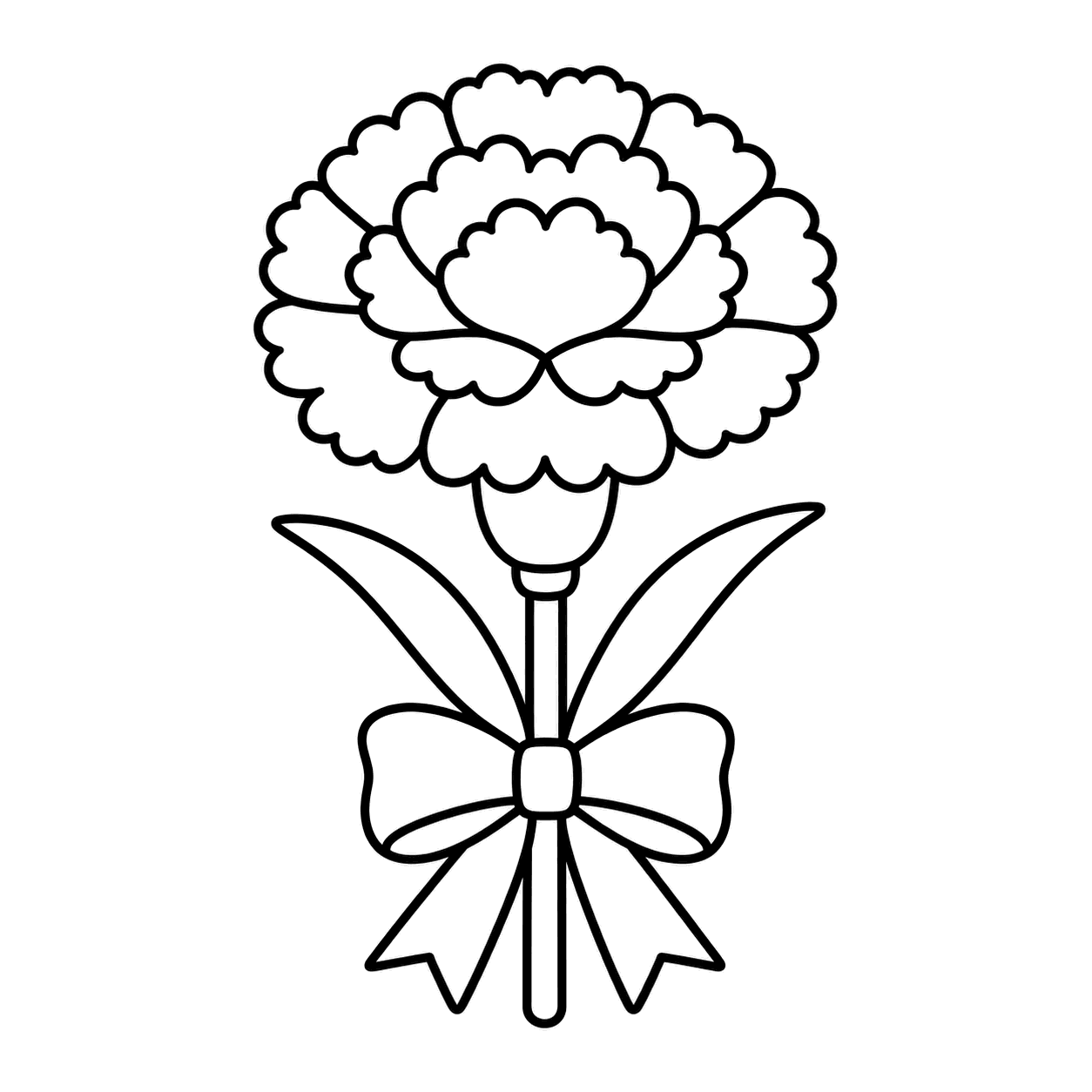 桃色のカーネーションのぬり絵用線画