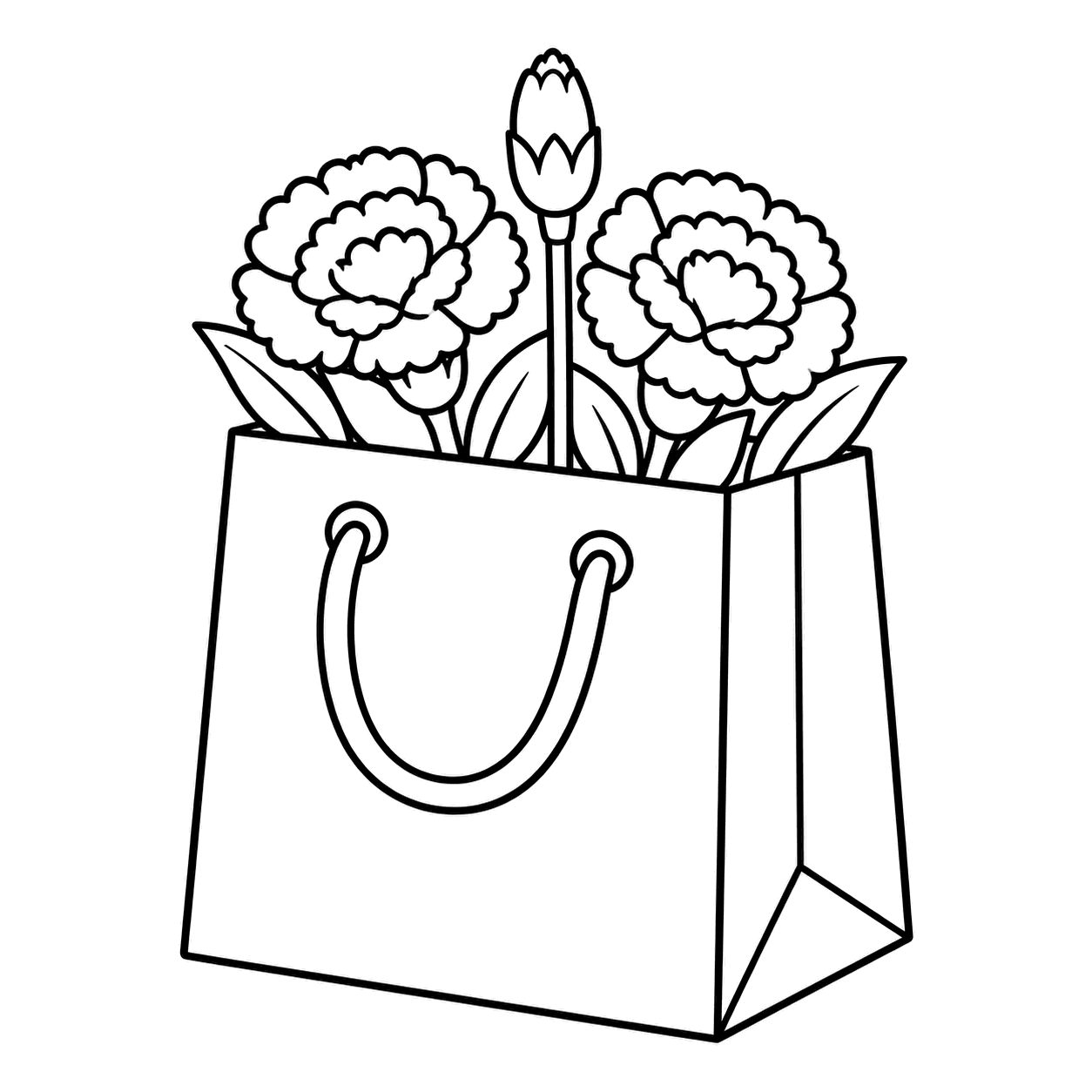 花入りギフト袋のぬり絵用線画