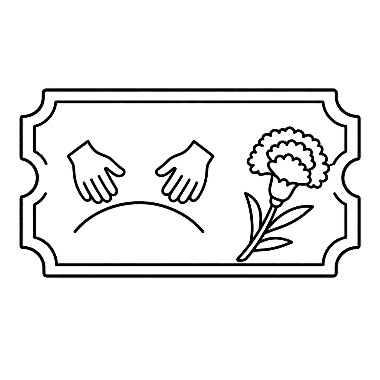 白紙のお手伝い券のぬり絵用線画