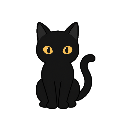 文字がない黒猫のシルエットのアイコン
