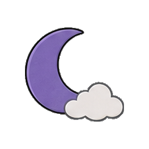 小さな雲が添えられた紫の夜の三日月アイコン