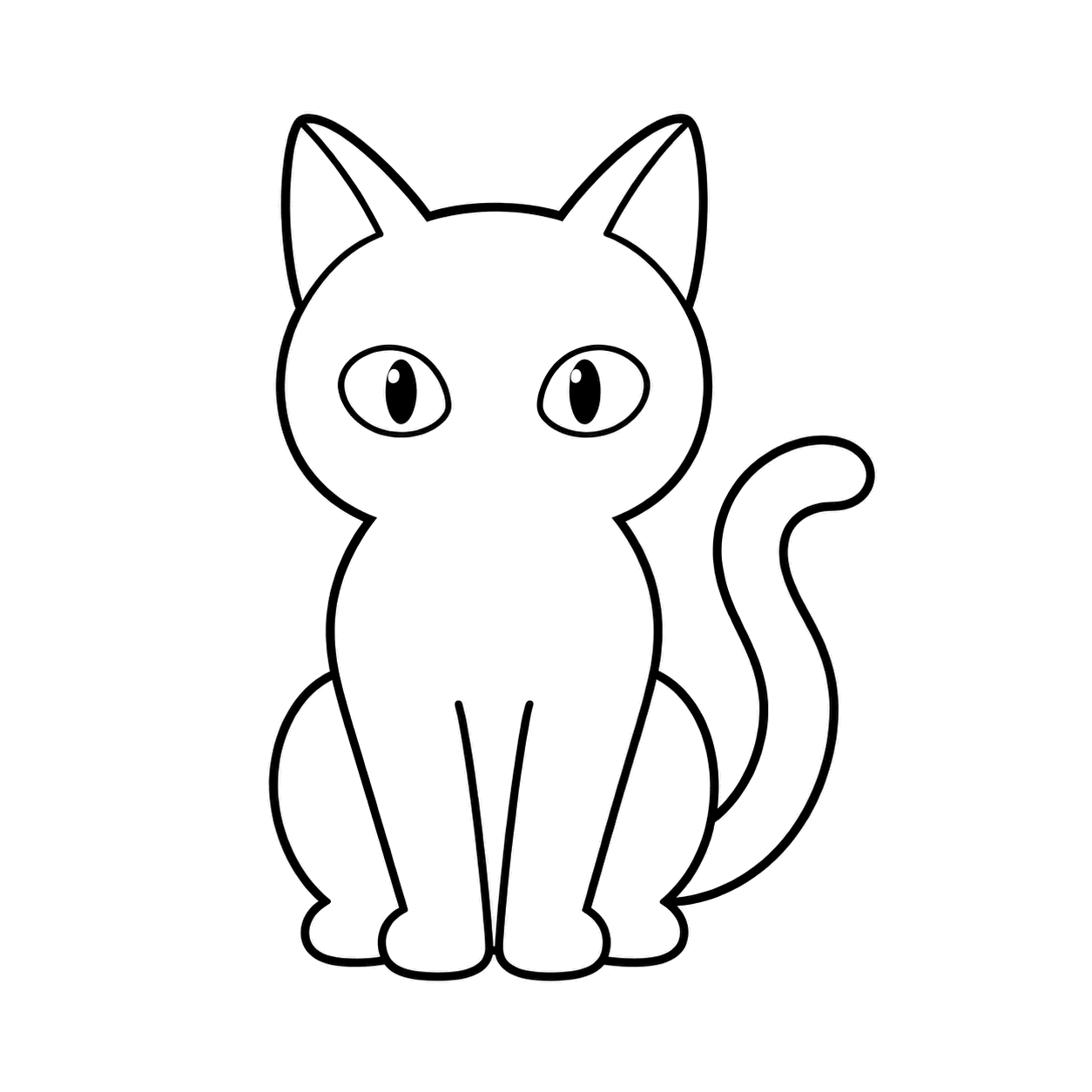 黒猫のシルエットのぬりえ用線画