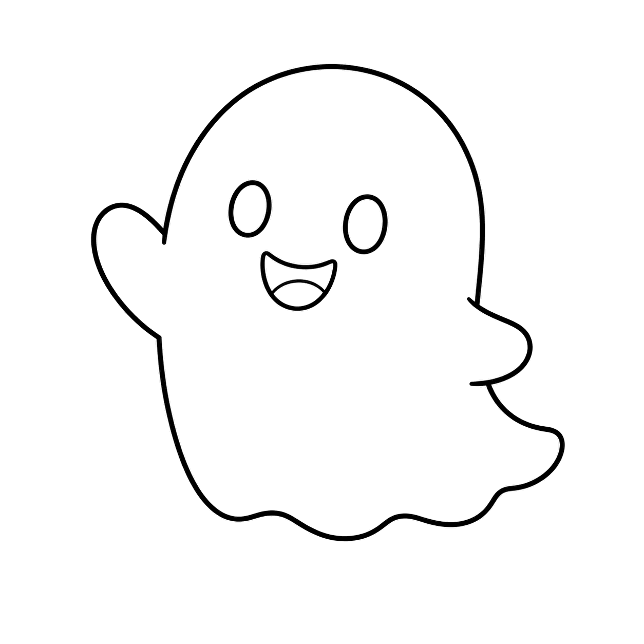 手を振る白いおばけのぬりえ用線画