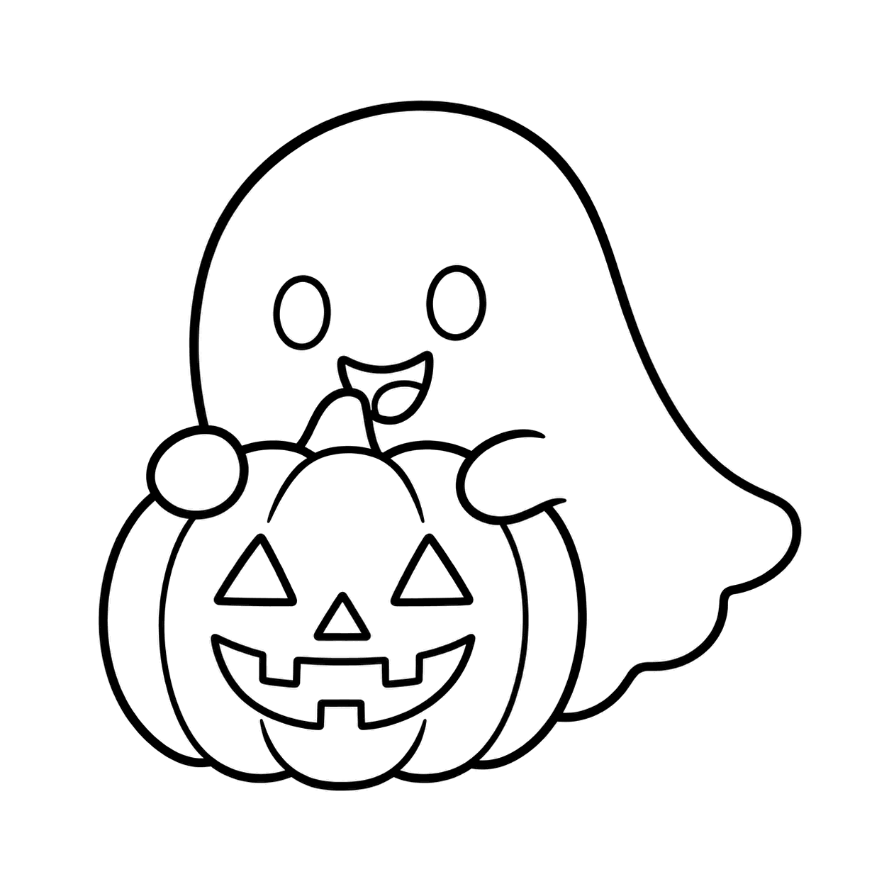 のぞく白いおばけのぬりえ用線画
