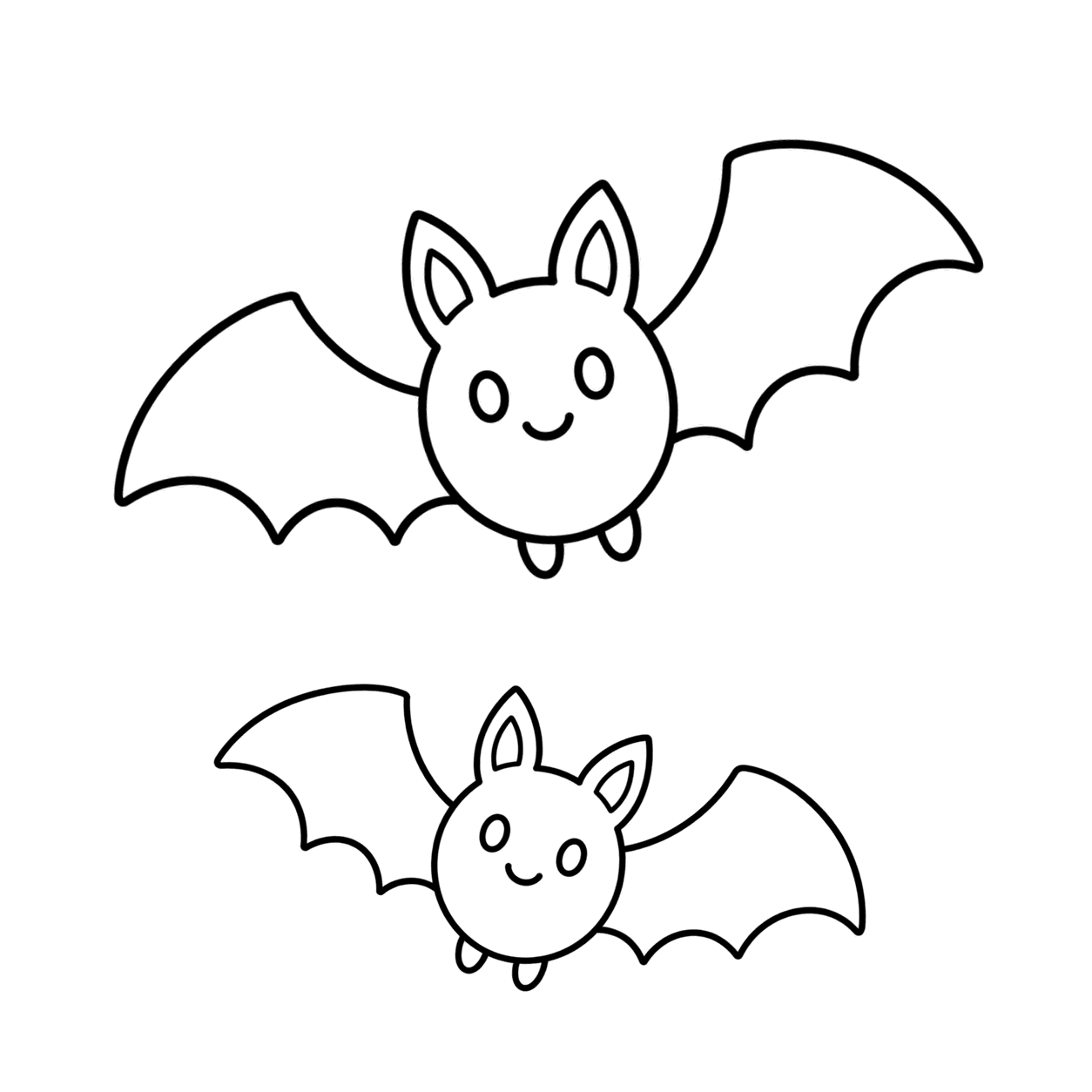 二匹のコウモリのぬりえ用線画