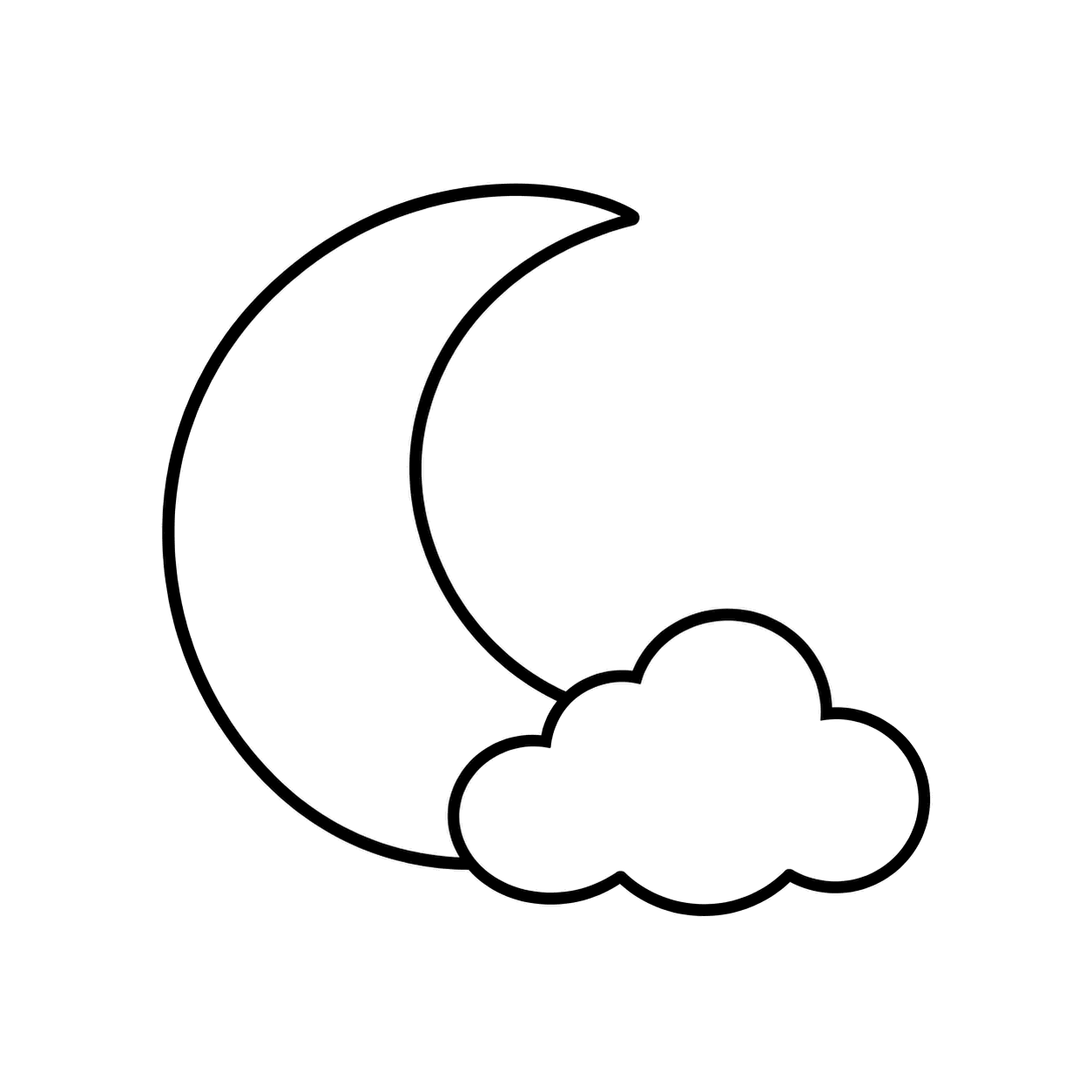 雲と月のぬりえ用線画