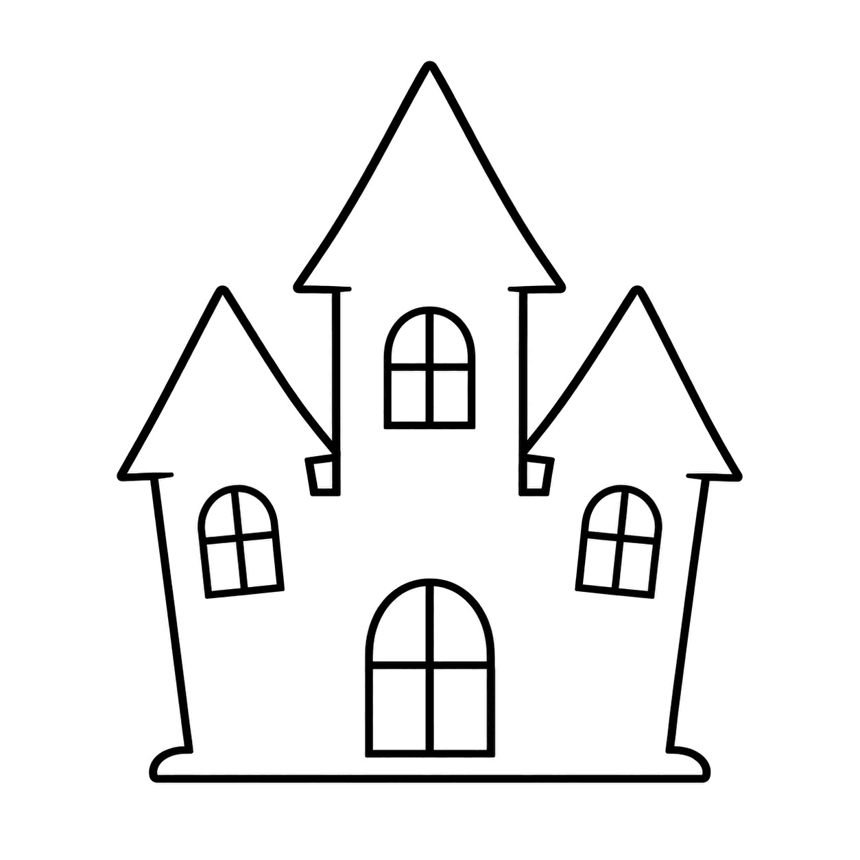おばけ屋敷のぬりえ用線画