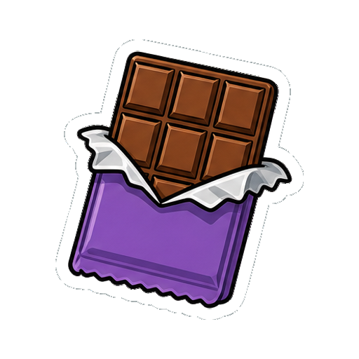 ロゴや文字がない紫の包み紙付きチョコレートアイコン