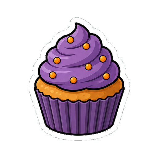 顔や文字がない紫クリームのカップケーキアイコン