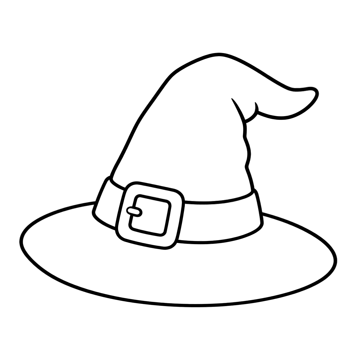 魔女帽子のぬりえ用線画（ハロウィンのイラスト24点・ぬりえ24種類（仮装・お菓子編））