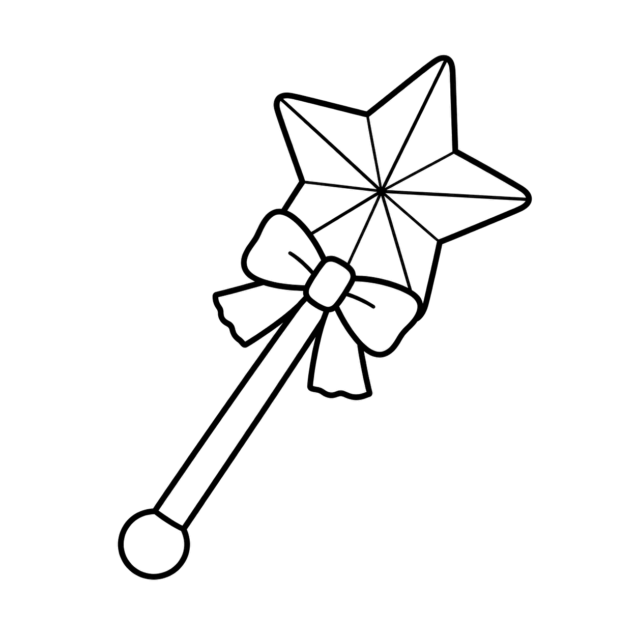 星のステッキのぬりえ用線画