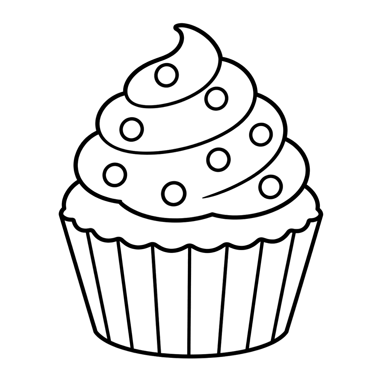 ハロウィンカップケーキのぬりえ用線画