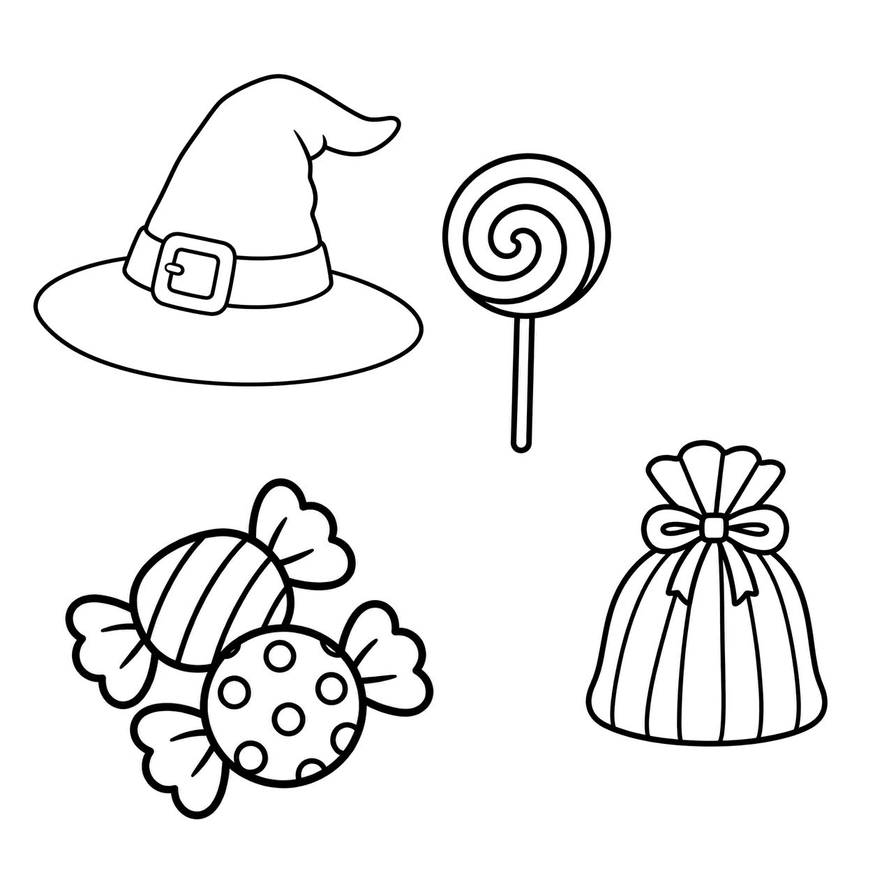 仮装とお菓子セットのぬりえ用線画