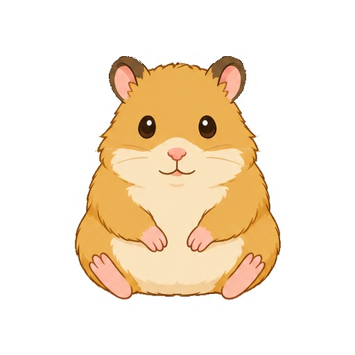 正面を向いて座るハムスターの全身イラスト