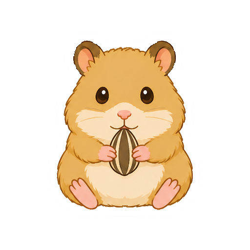 ひまわりの種を両前足で持つハムスターの全身イラスト
