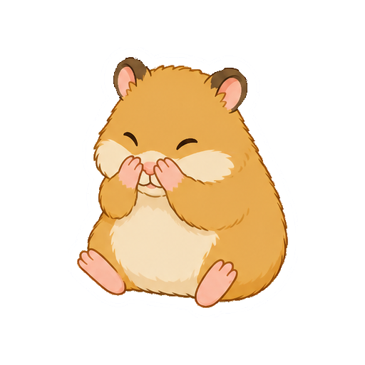 両前足で顔を毛づくろいするハムスターの全身イラスト