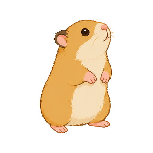 後ろ足で自然に立ち上がるハムスターの全身イラスト