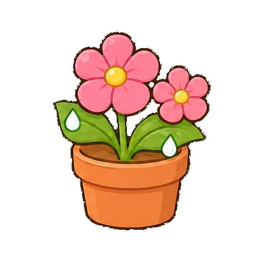 文字がない水やり後の花鉢アイコン