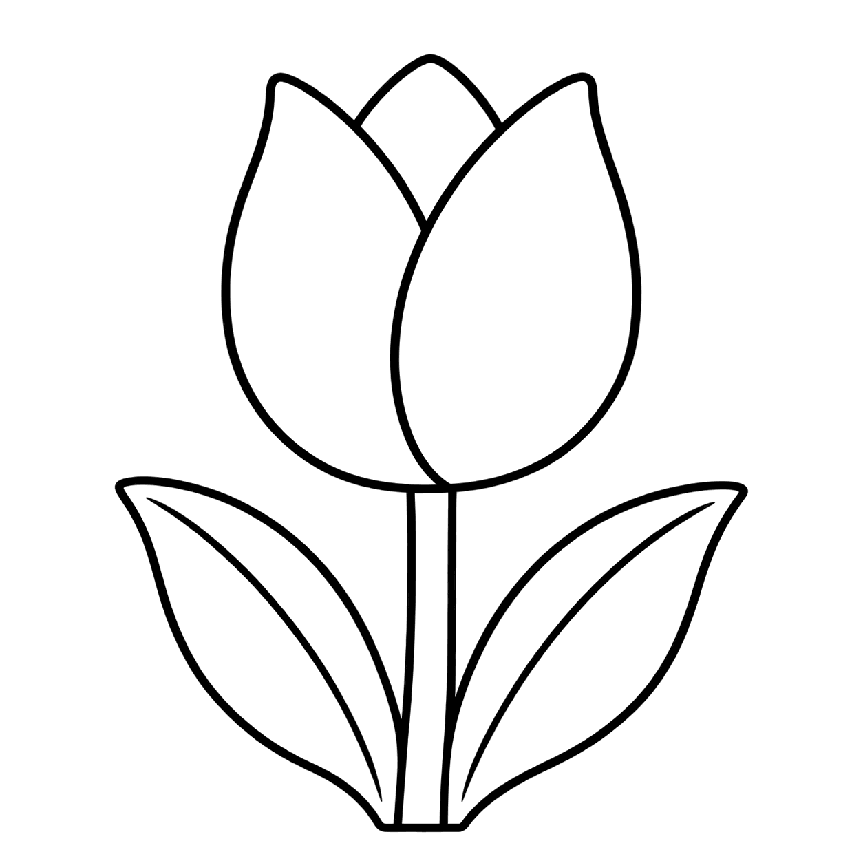 赤いチューリップのぬりえ用線画（花のイラスト24種類・ぬりえ23種類）