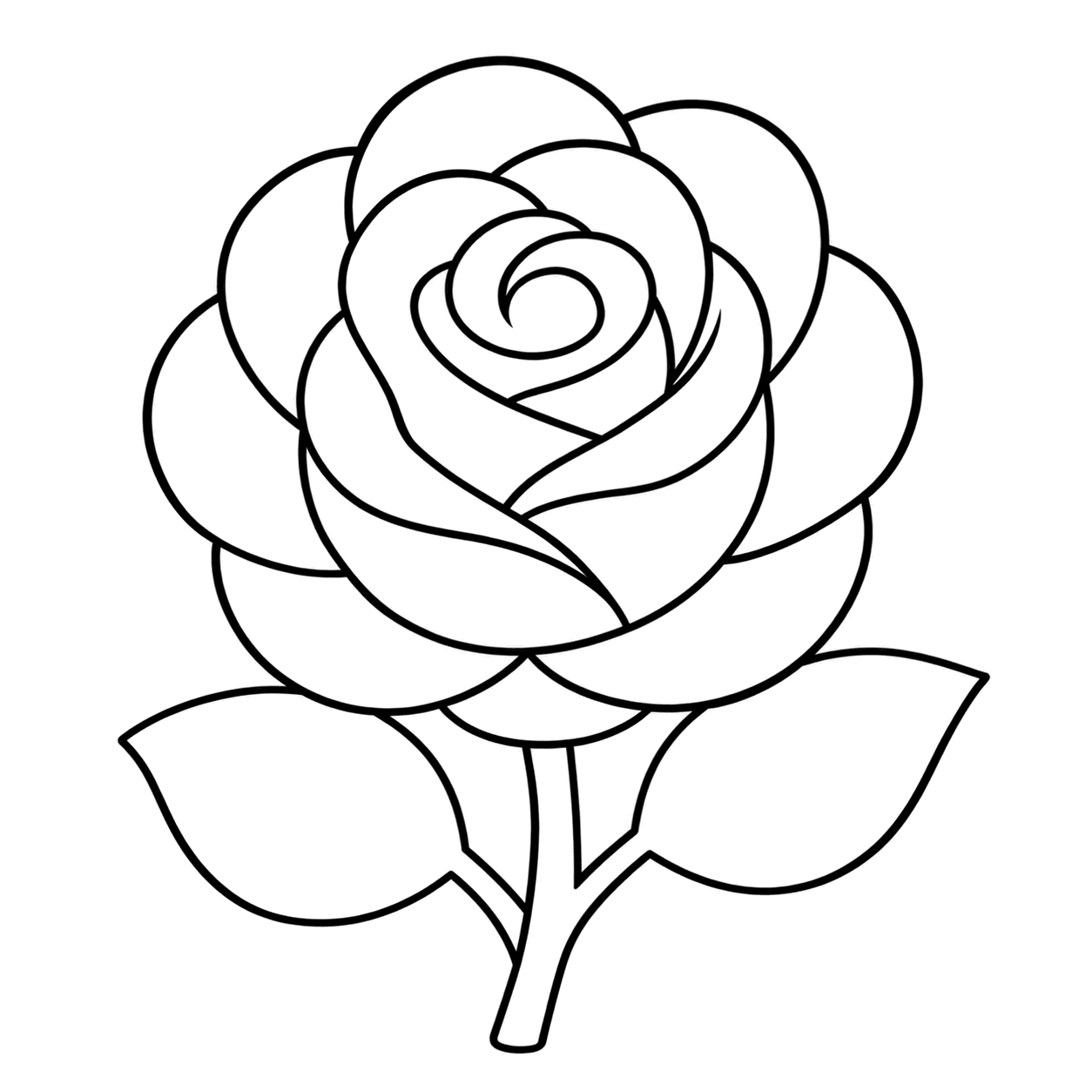 ピンクのバラのぬりえ用線画