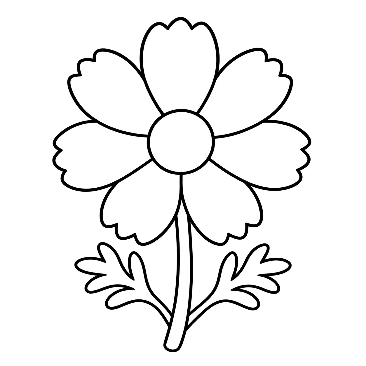 ピンクのコスモスのぬりえ用線画