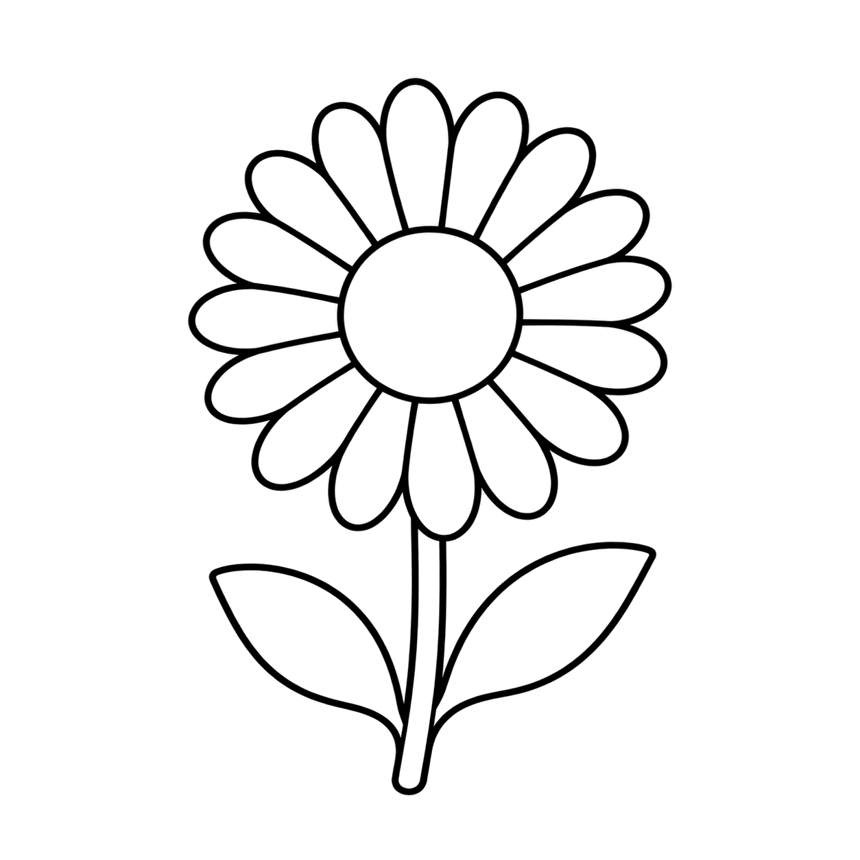 白いデイジーのぬりえ用線画