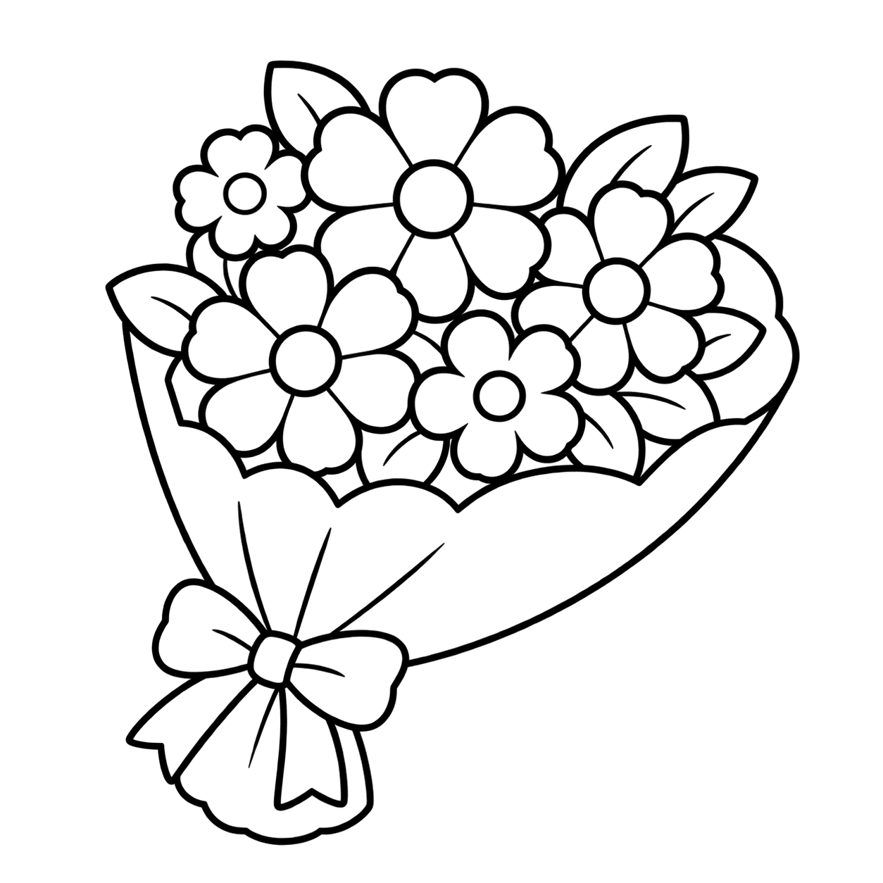 花束のぬりえ用線画
