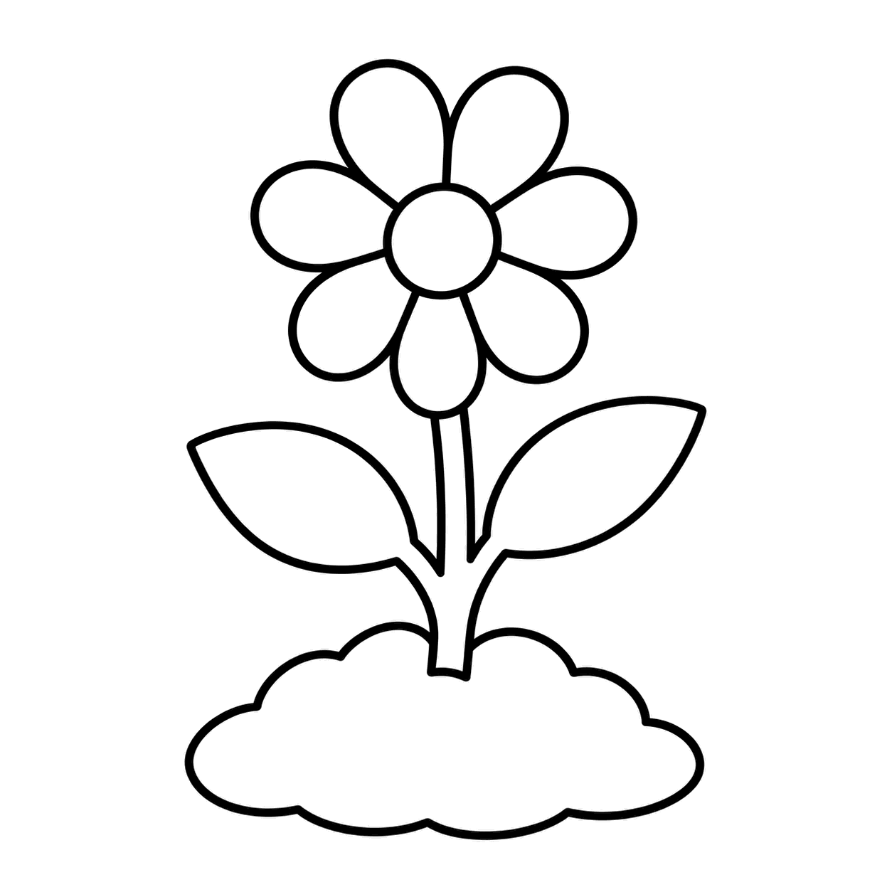 花の苗のぬりえ用線画